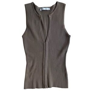 Zara Sleeveless Ribbed Top M